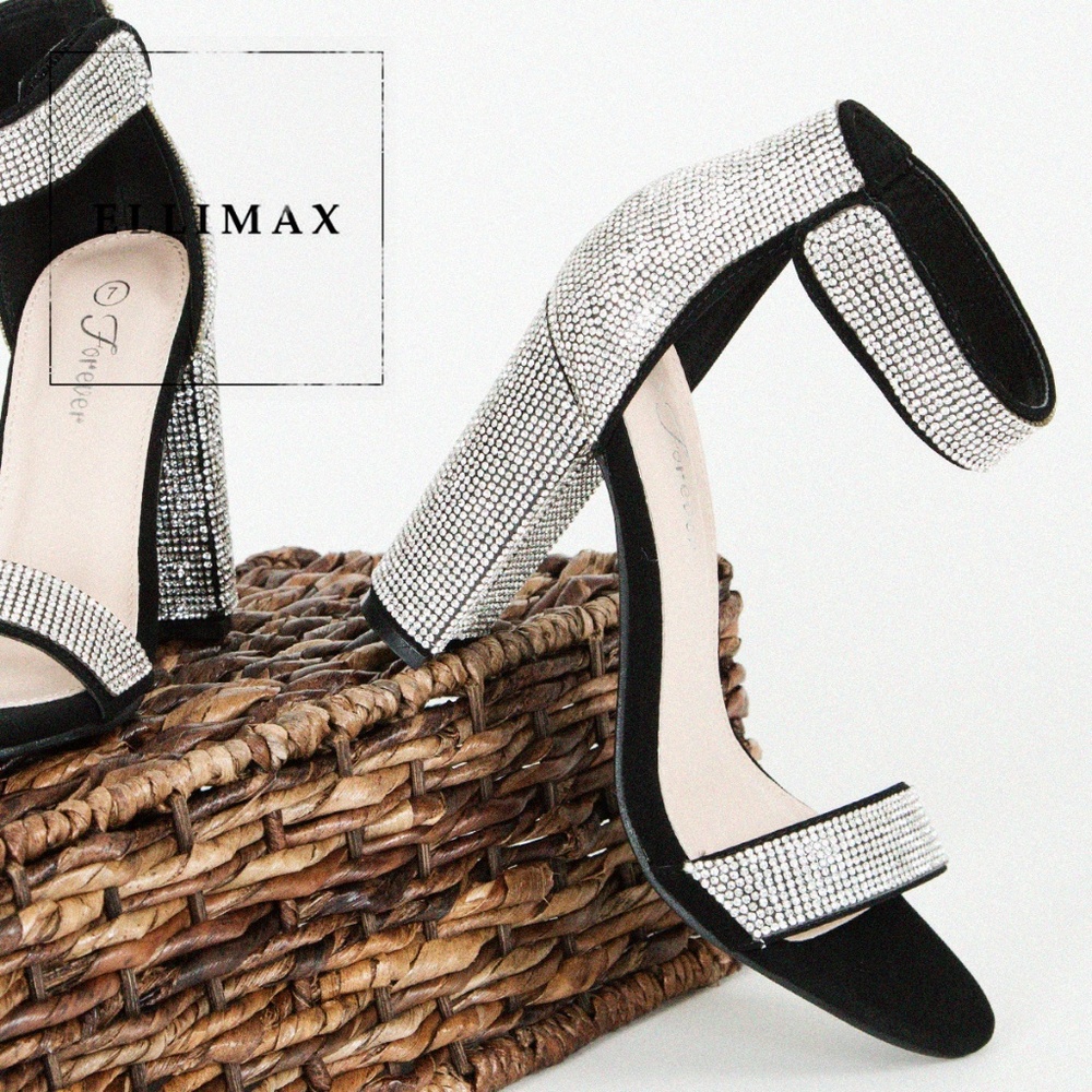 NEW🔥 Rhinestone Open Toe Ankle Strap Heel Sandal - Picture 2 of 5
